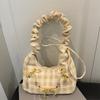 Canvas Bowknot Plaid Cloud Shape Shoulder Bag For Casual Daily Use
