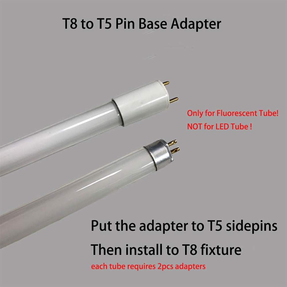 

E-Simpo CFL T8 - T5 G13 - G5 Флуоресцентный трубчатый боковой колпачковый адаптер T8-T5 Трубчатый боковой колпачковый конвертер, позволяет устанавливать T5 28W CFL в приспособление T8 12-Pack