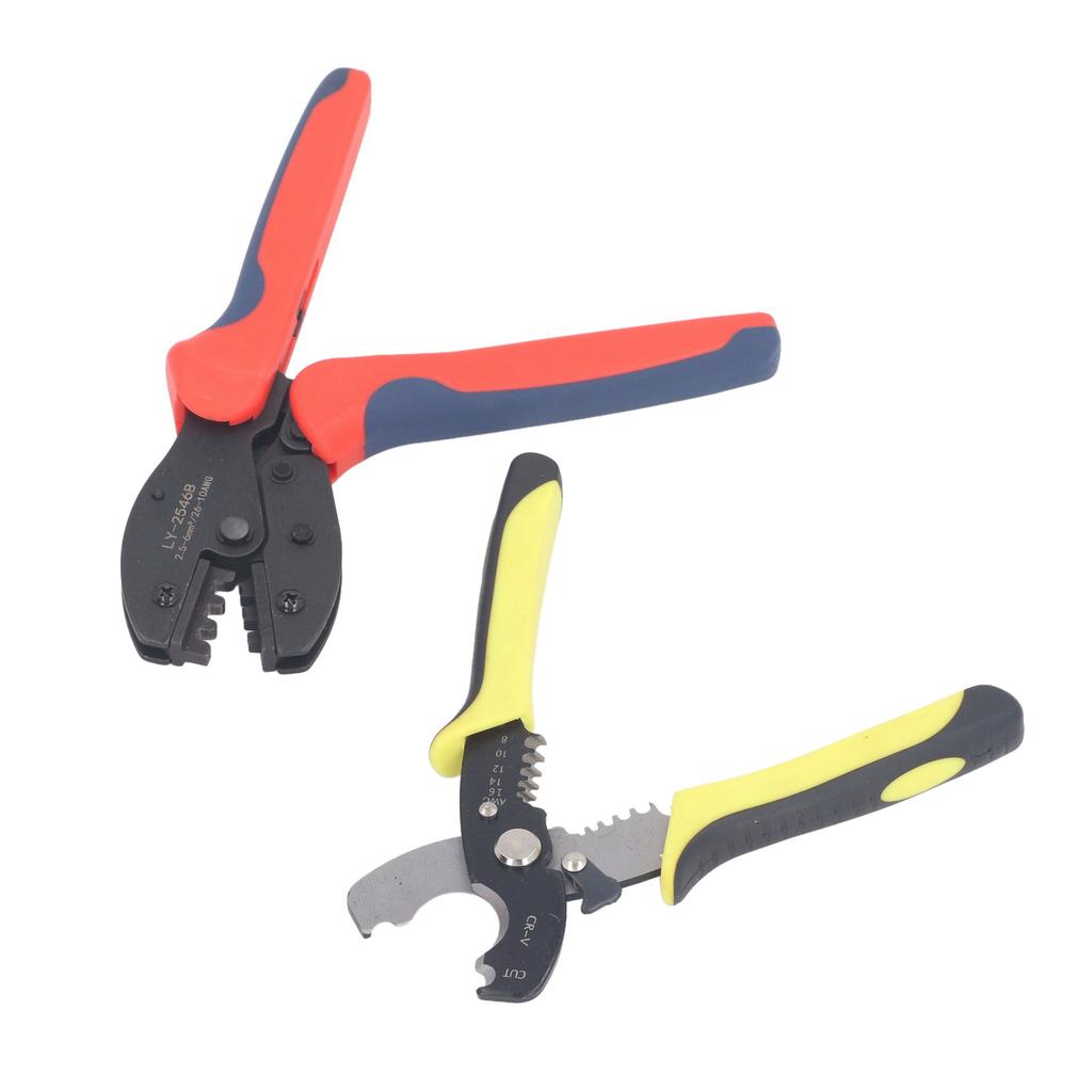 Solar Crimping Tool Kit Precise Ratchet Auto Lock Release PV Panel Crimper with 10 Connectors for