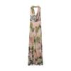 Summer New Women's Clothing European and American Fashion Temperament Retro Tie-dye Printing Deep V-neck Neck Dress Long Dress