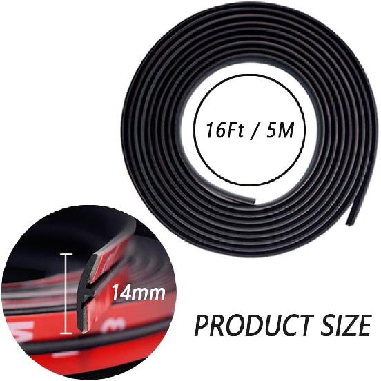 16.4Ft Car Weather Stripping,T-Shape Cuttable Car Windshield Trim Sunroof Seal With Self Adhesive,Waterproof Rubber Edge Trim For Cars Trucks