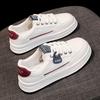 2025 new thick-soled little white shoes women's spring flat-soled fashion versatile explosion showing feet small casual sports board shoes