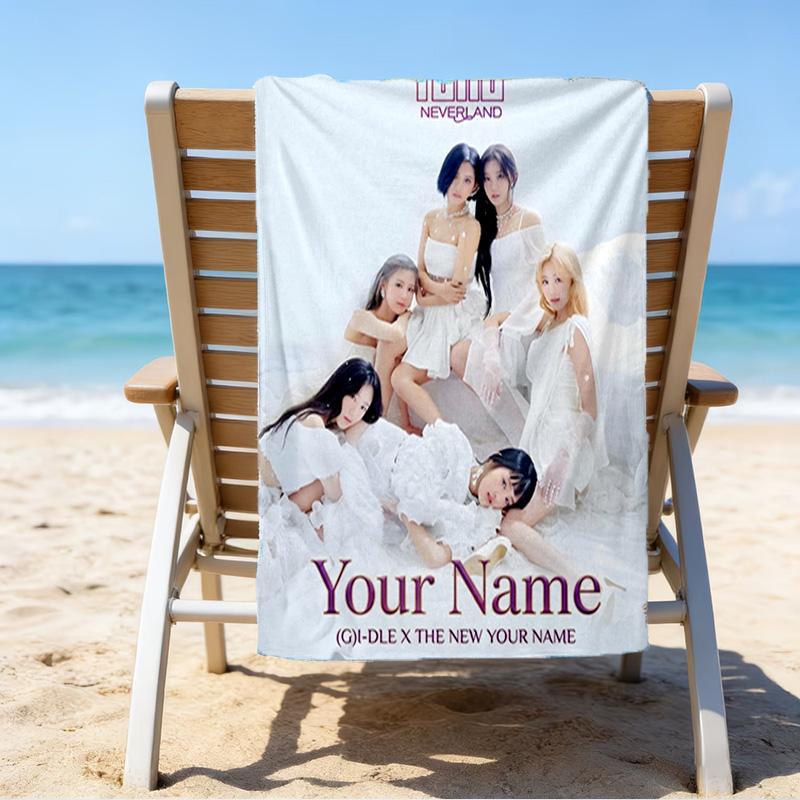 Custom Name Beach Towel Kpop idle Group Dynasty Beach Towel, Soft Microfiber, Gift for Her/Him, Birthday, for Pool, Beach, Travel, Fan gifts