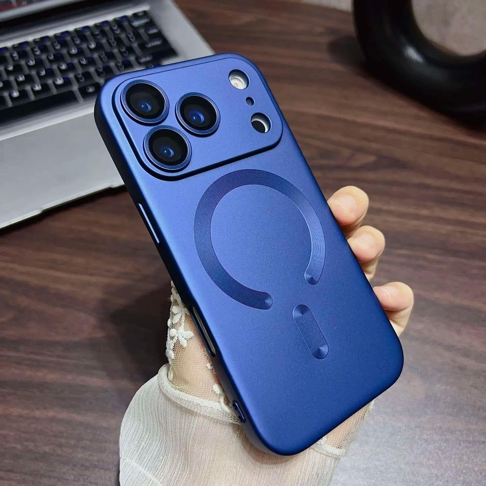 Metallic Paint Magnetic For Magsafe Soft Case For iPhone 17 Air 16 15 14 13 12 Pro Max Plus E Wireless Charge Lens Protect Cover