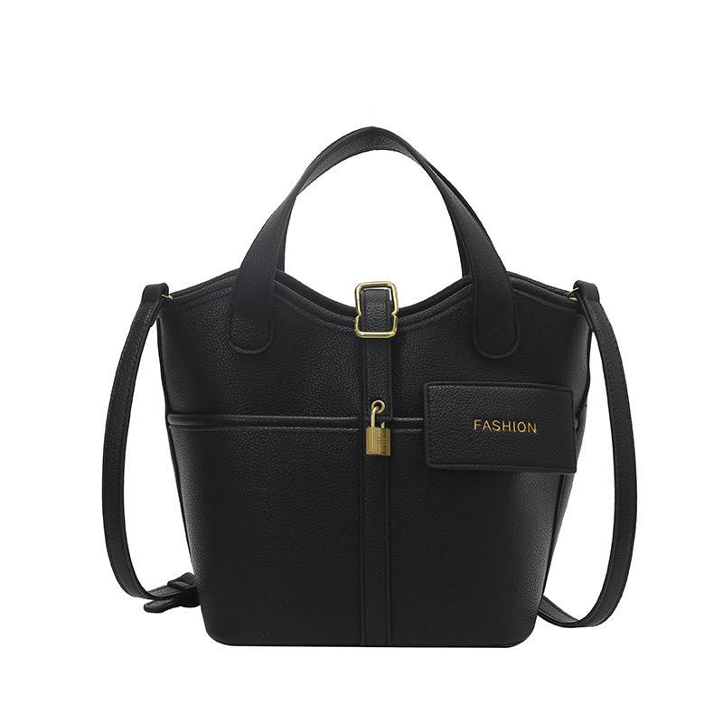 2026 Women's Korean Style Fashion Leather Bucket Bag - Versatile Single Shoulder Crossbody Handbag