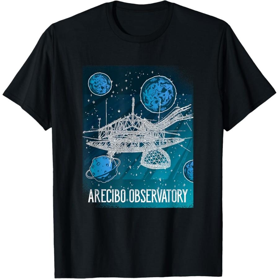 Футболка с изображением радиотелескопа, астрономической космической обсерватории Аресибо XXXXXL чёрный