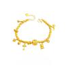 Pure Gold Real Gold Women's Point Drill Brushed Four Mans Star Bucket Bead Bear Coil Bracelet