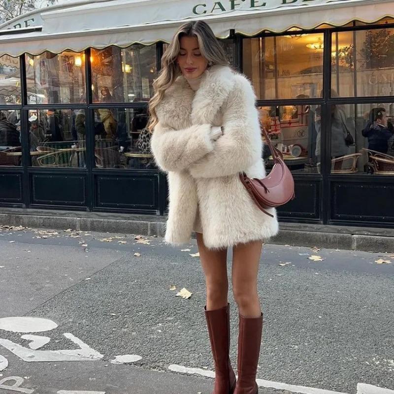 In the wind fox fur coat women's autumn and winter thickened imitation fur coat fashion medium and long furry environmentally friendly fur
