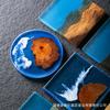 6PCS North Pine Epoxy Resin River Coaster Blue Insulation Mat Pot Bearing Solid Wood Zen Wave Coaster Mat
