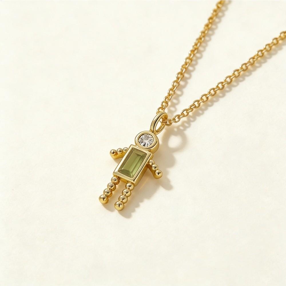 

Cute Birthstone Child-Shaped Necklace Copper Long Chain Choker Cute Couples Collar Daily Boy November