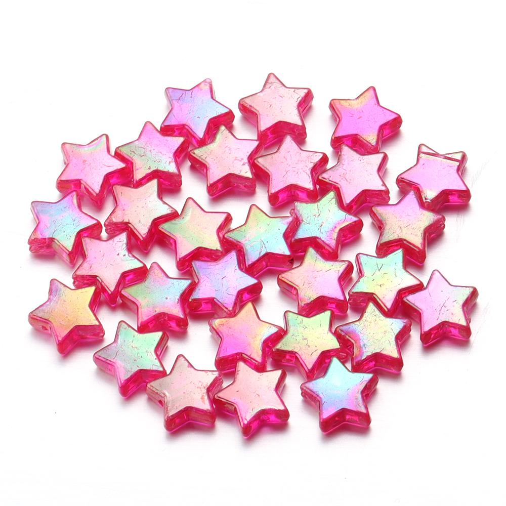 100pcs/Lot AB Plated Pentagram Star Acrylic Beads For Jewelry Making Five Pointed Star Beads DIY Bracelet Necklace Loose Beads