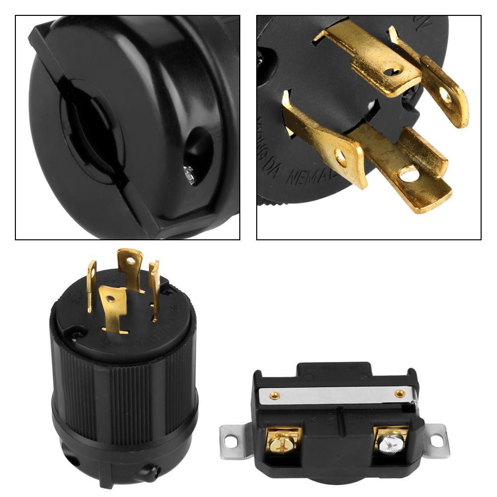 4 Pin NEMA L14-30 Generator Plug and Receptacle Set Contacts Lightweight for 125V 30A Generator RV AC Outlet