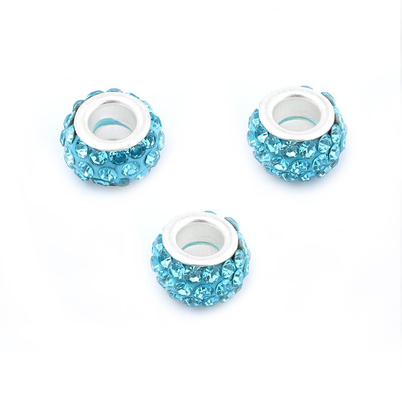 20Pcs/Lot 11.5×7mm Soft Clay Large Hole Beads With Diamond Inlaid Colored Beads For Jewelry Production Diy Charm Bracelet Neck