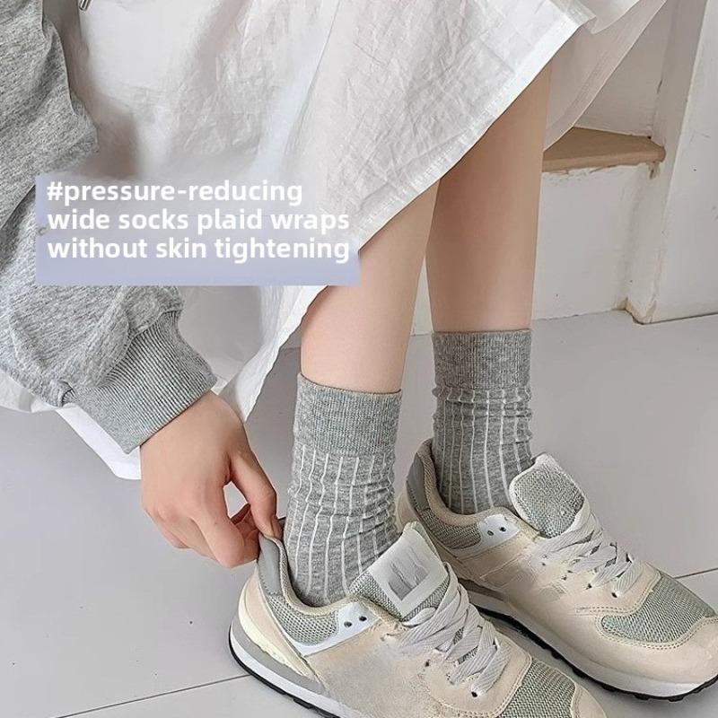 Vertical Striped Socks - Summer Pile-up Socks, Thin Style, Versatile, Boneless, Suitable for Students, Anti-odor, Breathable, Mid-calf Length