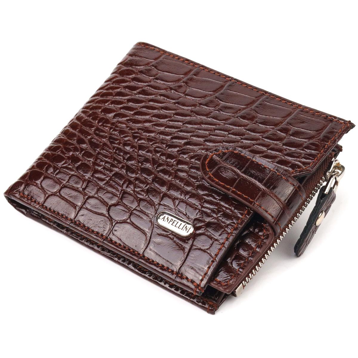 

Горизонтальний чоловічий гаманець із натуральної фактурної шкіри CANPELLINI Purse 21503 Коричневий