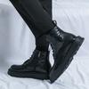 Fashion Business Men Leather Boots Fashion Personality Knight Men Boots Thick Heel  Lace Up Classic Chelsea Boots High-top Leather Shoes