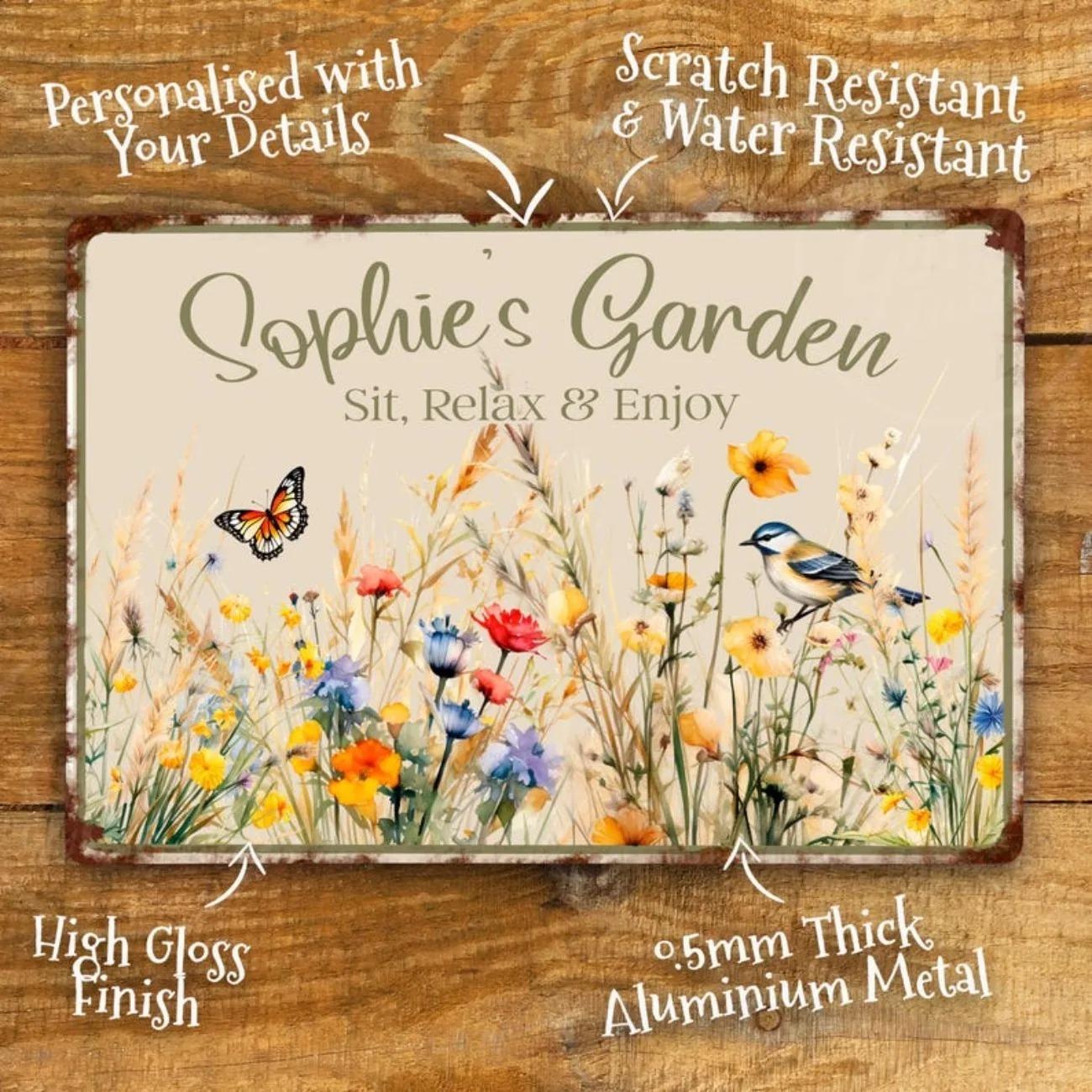 

Vintage Floral Metal Wall Sign Custom Garden Outdoor Decor Waterproof Aluminum Plaque красный