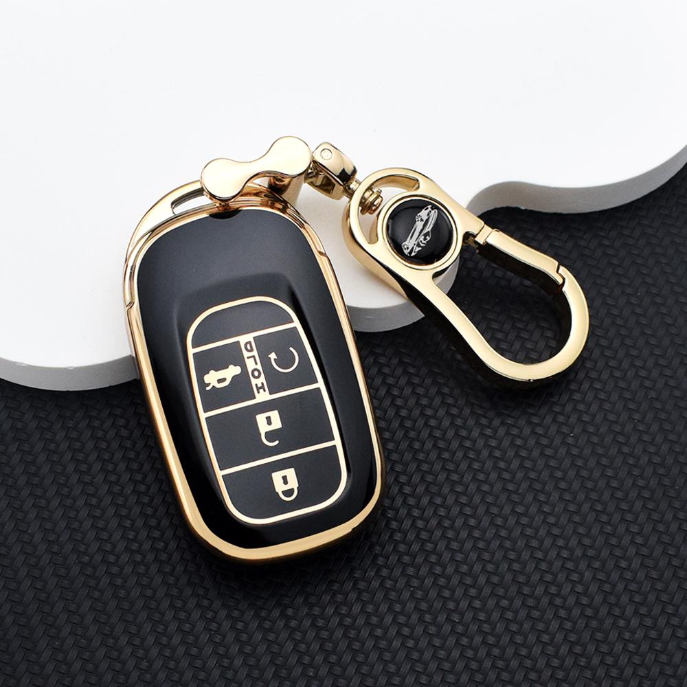 4/5-Button TPU Smart Key Fob Cover for Honda CR-V HR-V Civic Accord Fit Pilot Passport – Durable Protective Case Key Chain Rings