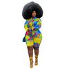 Plus Size Women's Lapel Colorful Print Fashion Sexy Two Piece Suit