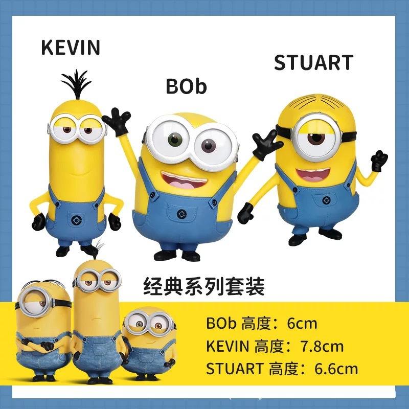 Capsule toys Set Miniones Kevin Bob Gru 3D Eye Despicable Miniones with weapon Action Figures Toys for kids Xmas Gifts
