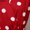 VONDA Rochie lungă de vară pentru femei, stil retro, fără mâneci, cu imprimeu buline, casual, rochie de soare