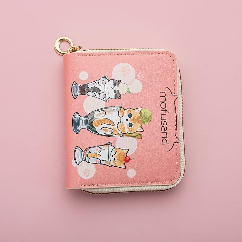 Women's cartoon animation buckle short wallet, card bag, change bag, multi-card position wallet, waterproof and ultra-light.