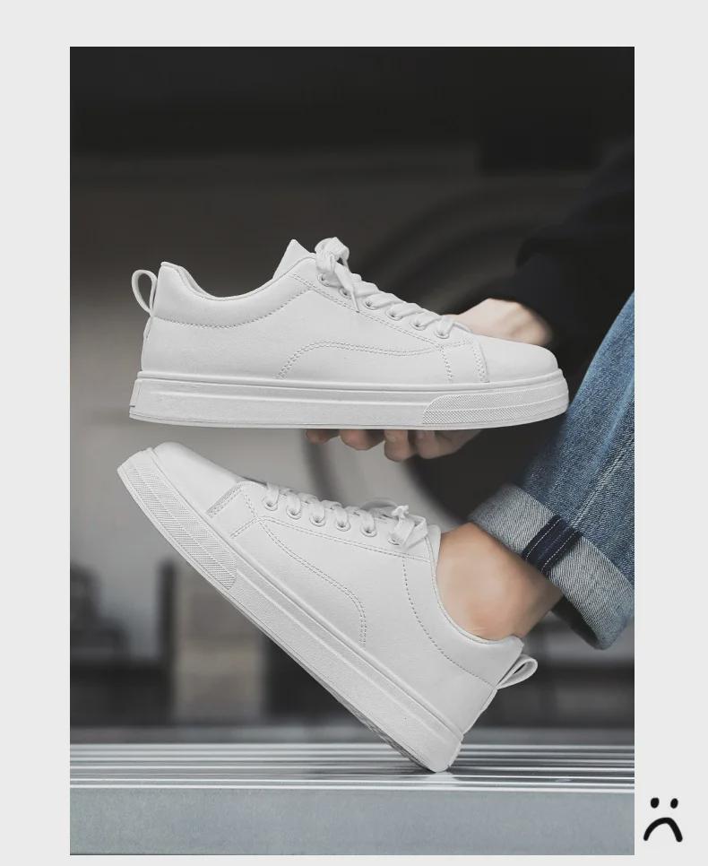 Men's Korean Fashionable White Harajuku Sneakers - Breathable, Large Size Casual Sports Shoes