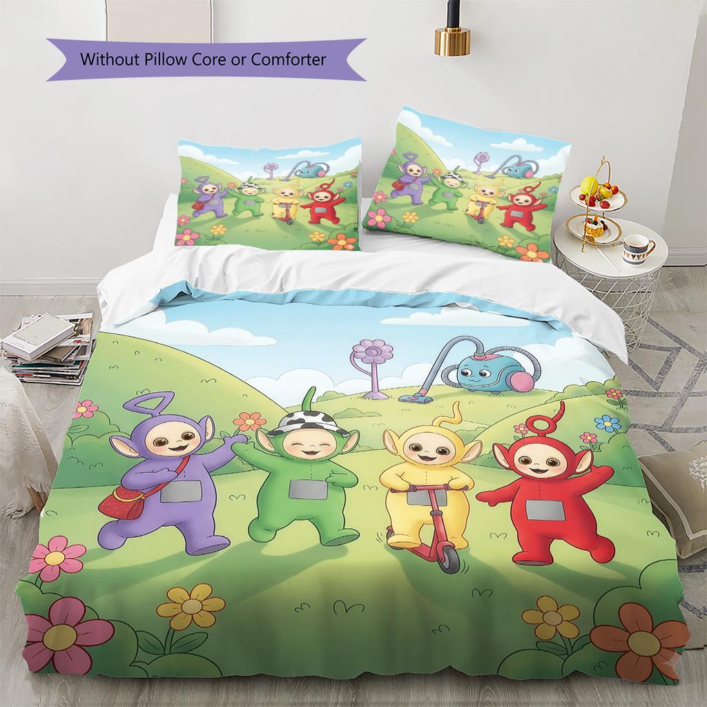 Teletubbies Pattern Bedding Quilt Set  Home Decoration  Gift (1 * duvet cover + 2 * pillowcase  without core)