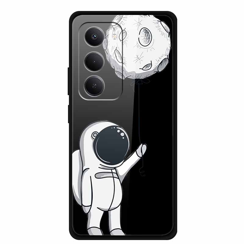 Glas-Rückseite für Xiaomi Redmi 15 4G Cartoon Niedlich Weicher Stoßfänger Harte Gehärtete Glas Hülle für Xiaomi Redmi 15 5G Hülle 6,9" Schale