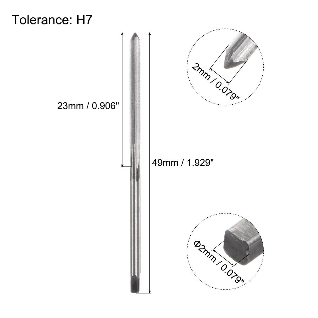 Uxcell Ruční 2mm H7 Metrický výstružník Vrták S přímou drážkou Nástroj z rychlořezné oceli pro kov Dřevo Vystružování otvorů Výstružník, Vrták, (HSS)
