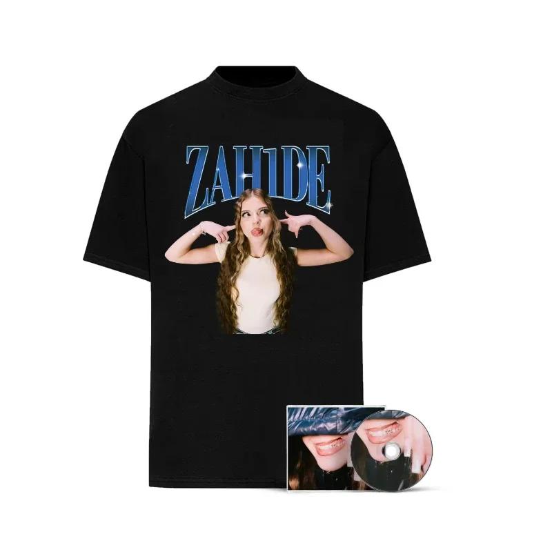 Gerunisex Singer Zahide Print Tshirt Wounisexs Short Sleeve Casual Oversized Tee Merch Tee Unisex Wounisex Crew Neck Unisex Tshirt Black