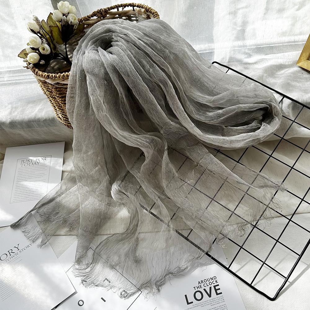 Women Light And Breathable Scarf Pure Linen Solid Scarf Neckwear Unisex Children Spring Autumn Winter Female Foulard Wrap