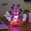 No Battery Required Halloween Light Animated Seesaw Ghost Light, USB Powered 3D Night Cute LED Lamp for Desk with Spooky Tree And Pumpkin Design,