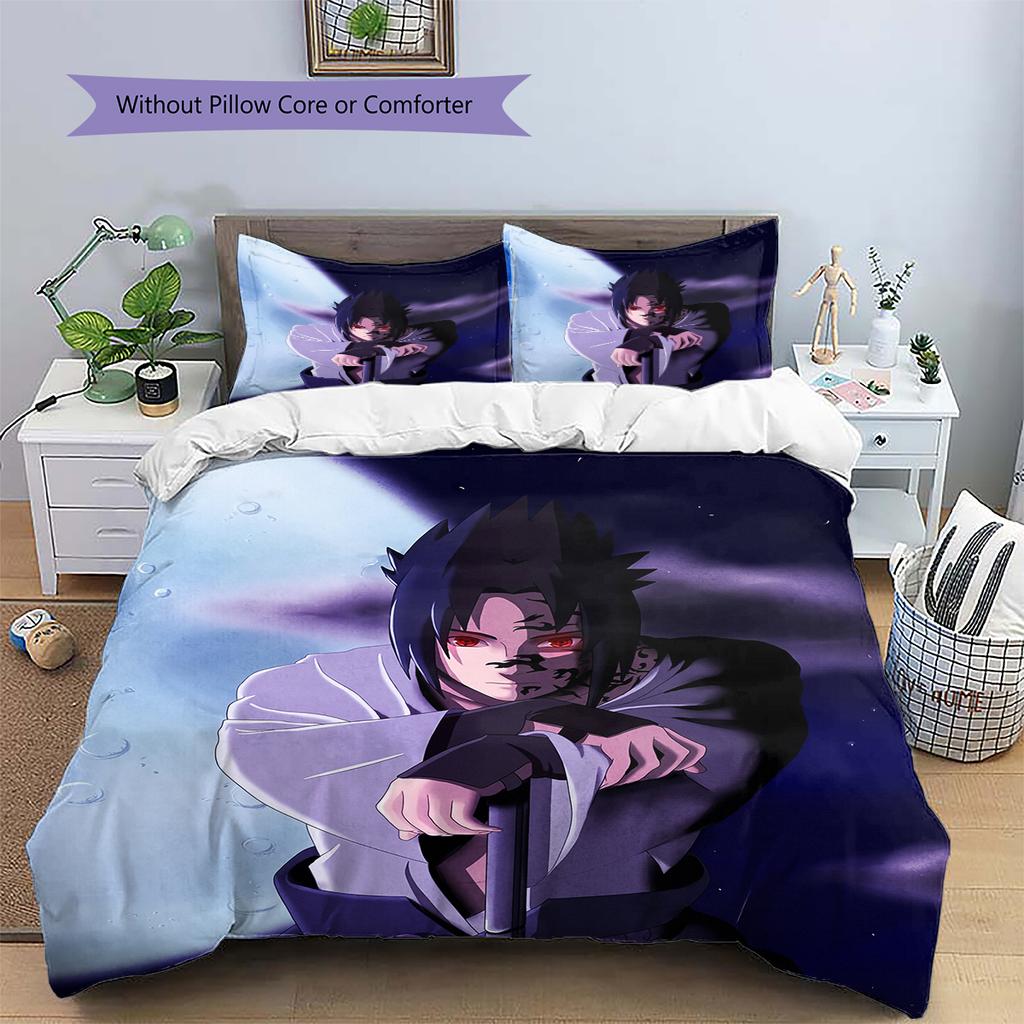 Uchiha Sasuke Anime Bedding Set, Classic Ninja Theme Bedroom Decoration, Collector Home Gift.chl