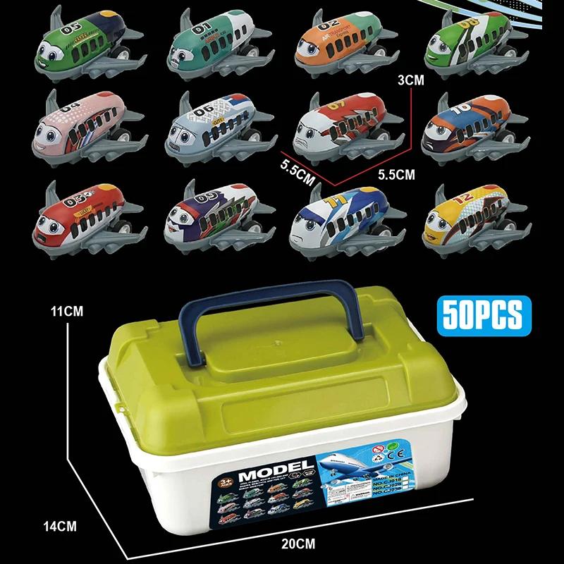 Mini Alloy Car Model Set with Storage Box Pullback Diecast Cars Toys for Boy Birthday Gifts Sliding Inertia Vehicle Children Toy