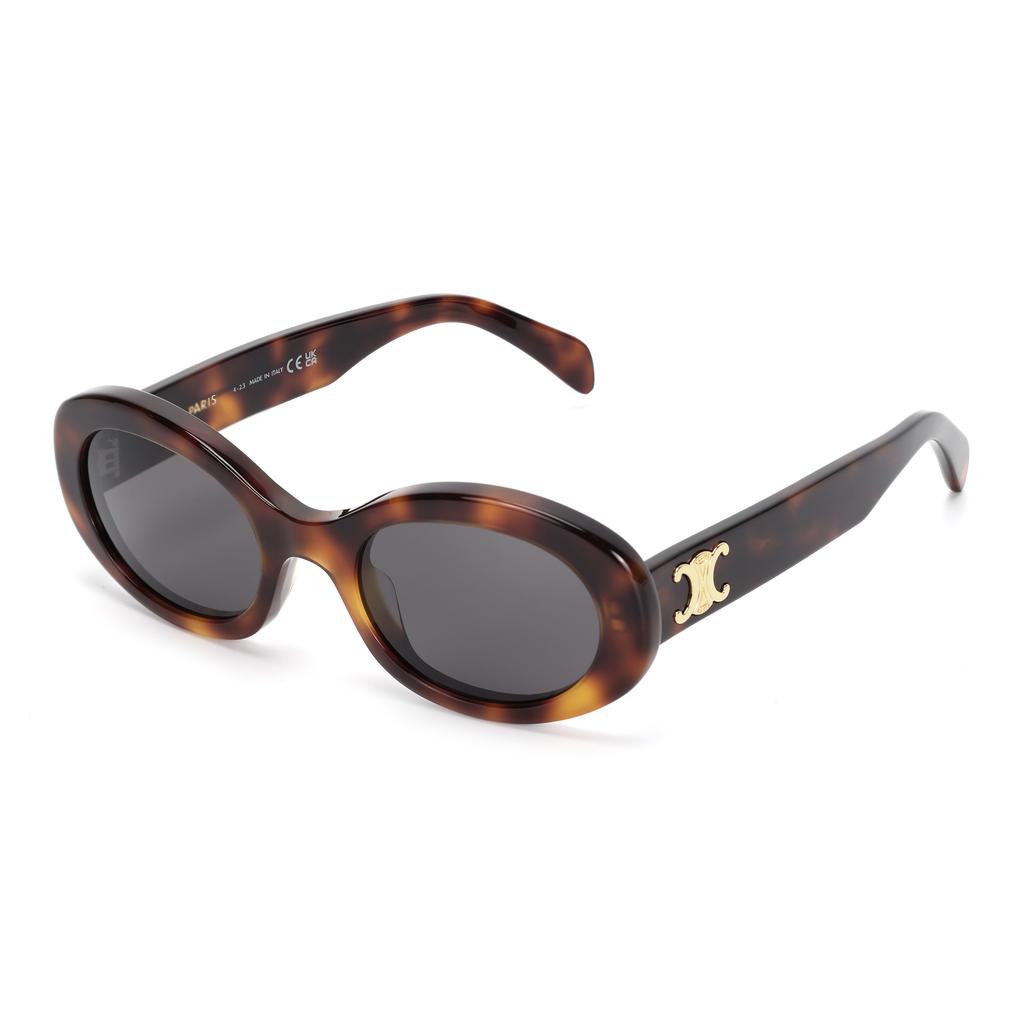 Celine Oval Sunglasses Blonde Havana/Smoke Women Eyewear Brown CL40194U-53A