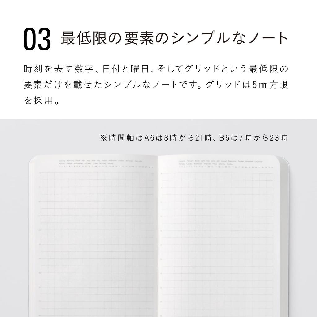 Nitoms STALOGY Notebook, B6 Slim, Grid, Half-Year Notebook, Black, SS1022