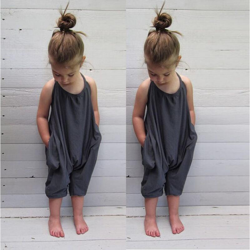 

Girls Summer Strap Jumpsuit Strap Pants Strap Romper Toddler Pants Strap Backless 160cm сірий колір