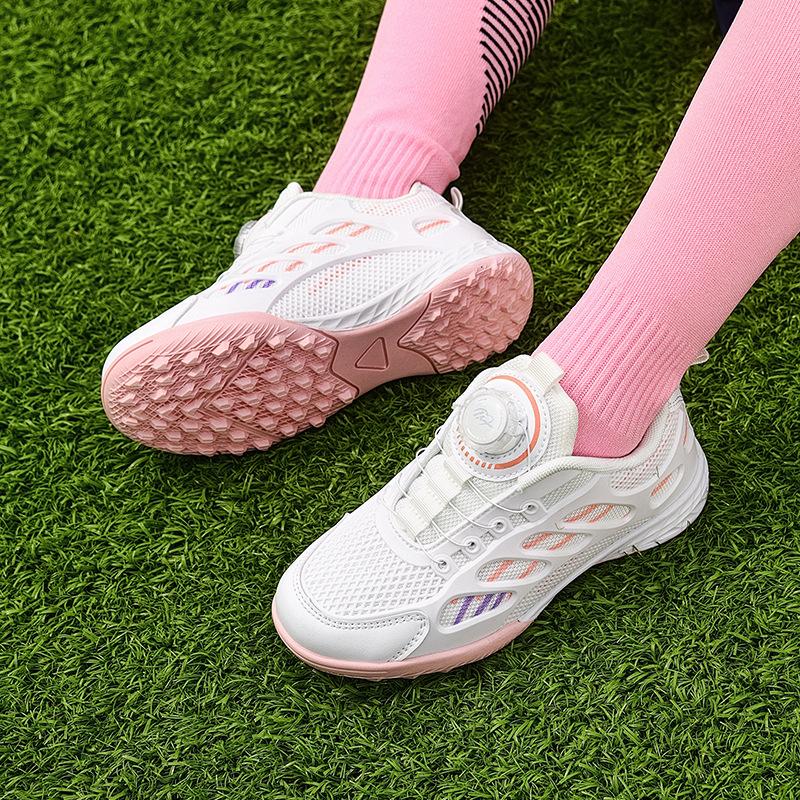 A685 Children's Rotating Buckle Soccer Shoes Low Top Mesh Broken Nail Flat Bottom Short Training Boys' Girls' Sports