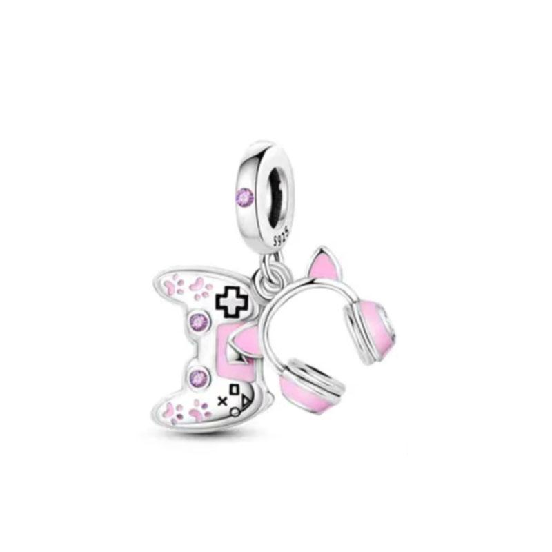 Fit Original Charms Bracelet 925 Silver Plated Pendant Pink Series Heart Flower Spring Butterfly Bead Women DIY Jewelry Making