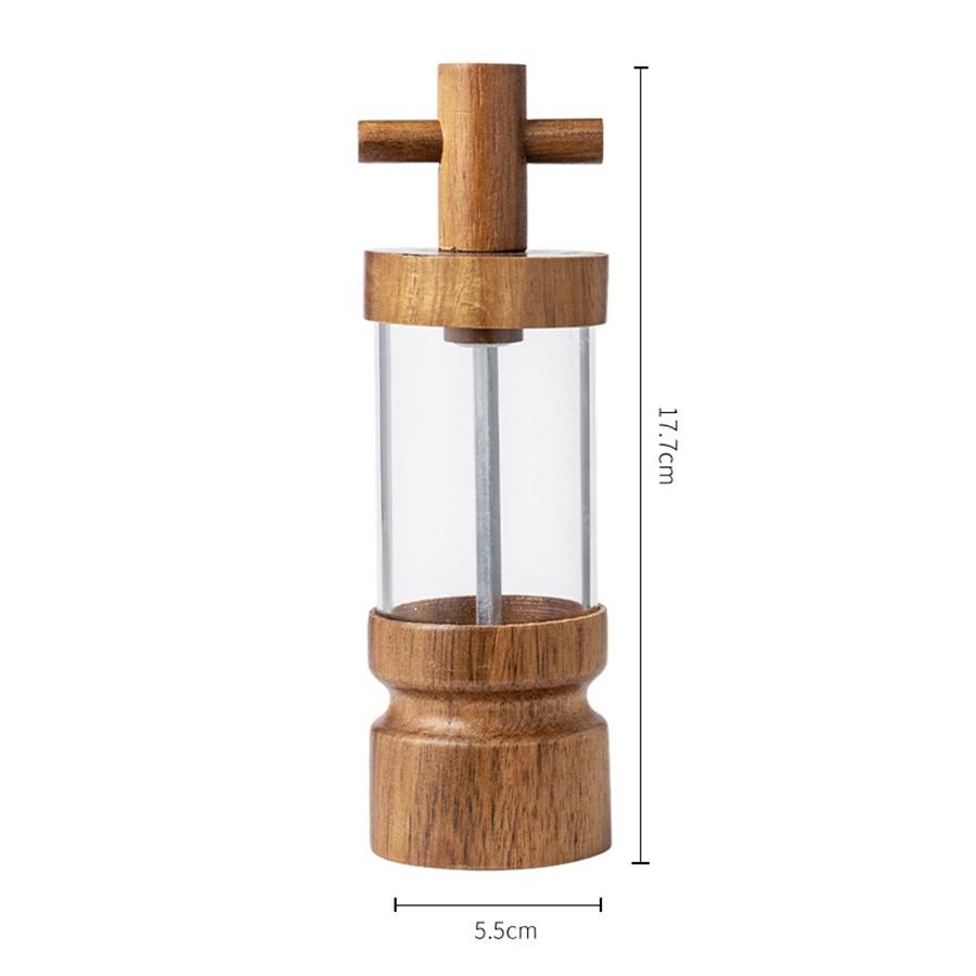 Salt and Pepper Grinder Set Natural Acacia Wood Salt Pepper Mill Manual Abrader Refillable Adjustable Coarseness