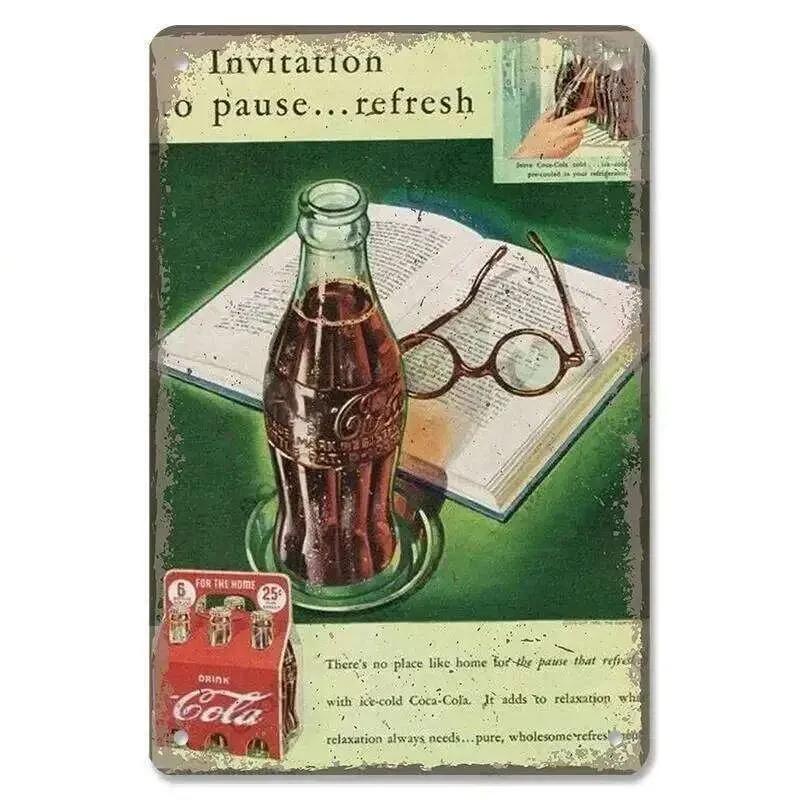 Vintage Metal Tin Signs Soft Drinks Poster with Retro Girls Drinking Cola Bottles Perfect Wall Decor for Bar Pub Club Res 26T0104 26T0104