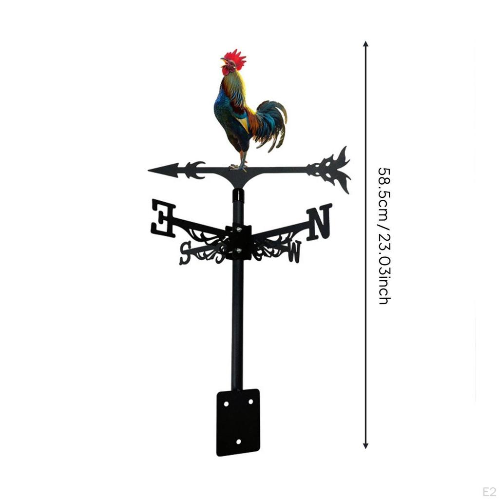 Weathercock Weathervane Wrought Iron Metal Weather Resistant Roof Mount Wind Indicator