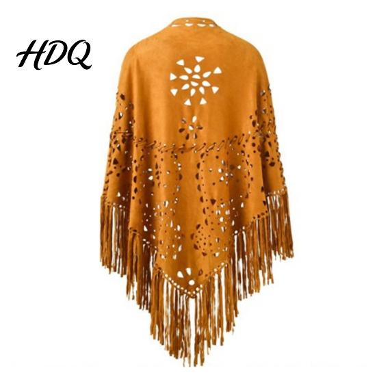 Winter Coat Accessory Women Shawl Hollow Tassels Hem Scarf Color Versatile Warm Fabric Comfortable Wrap Classic