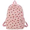 Corduroy Strawberry Backpack Students School Bag Large Capacity Trendy Book Bag Multi-pockets Adjustable Strap for Women Girls