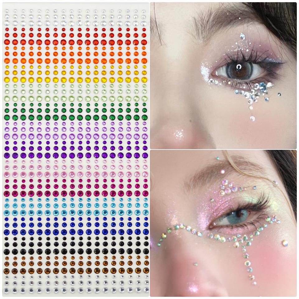 900-Piece Rhinestone Stickers: 15 Colors for Kids' Eye Makeup & Face Decoration