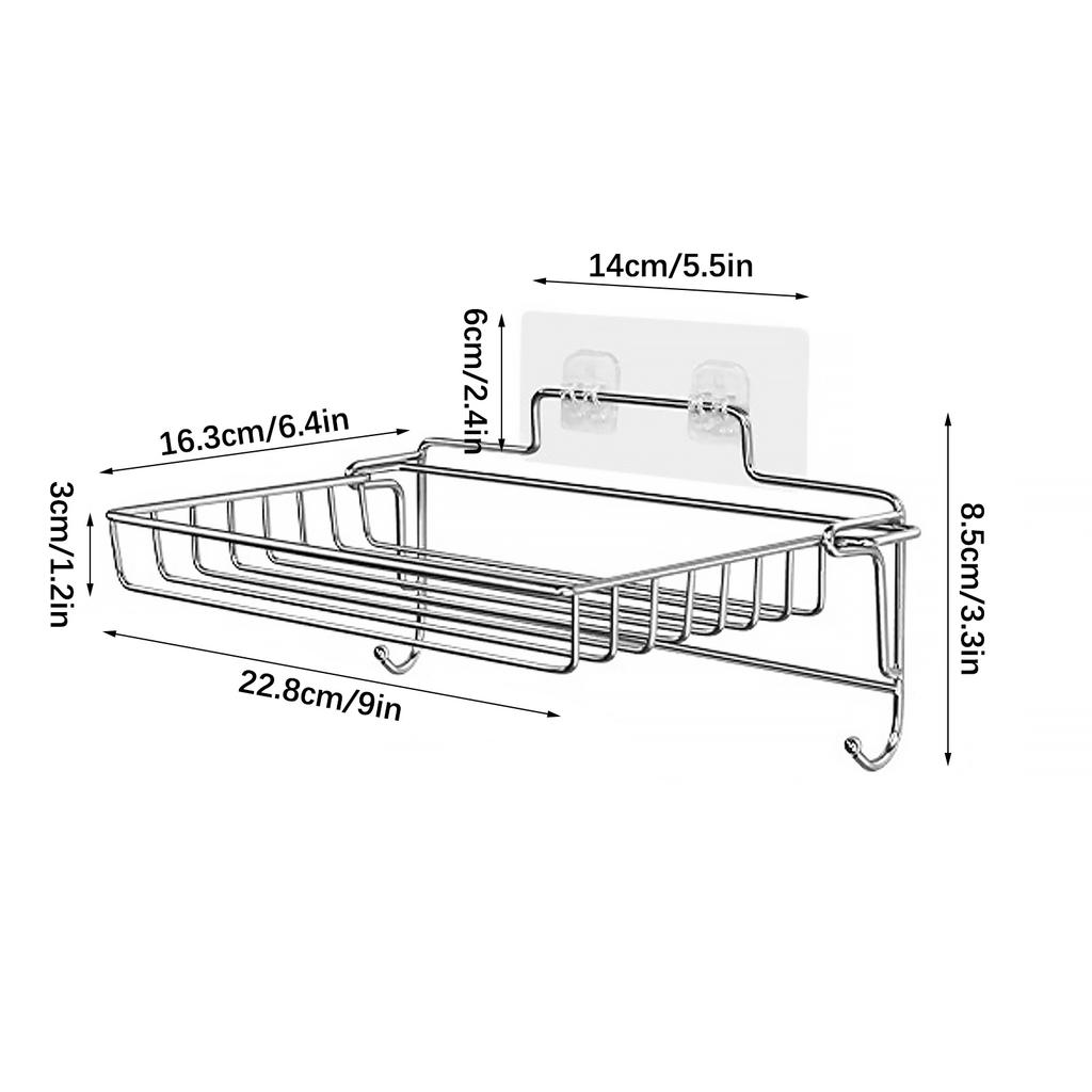 Stainless Steel Folding Storage Rack with Hook and Non Punching Bathroom Storage Rack