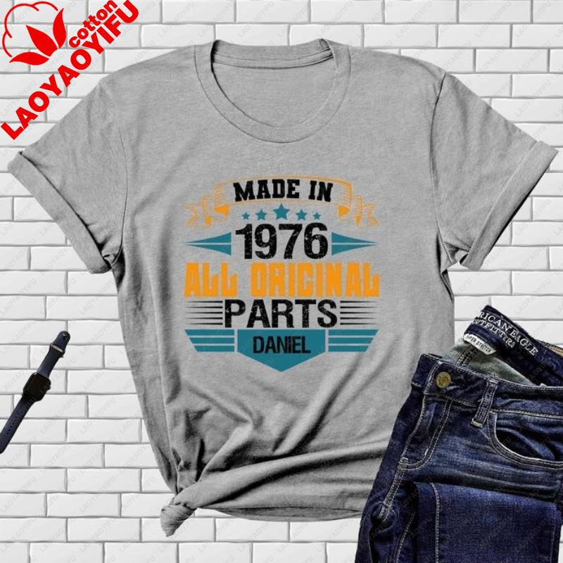 50th Birthday Unisex Crewneck Tshirt For Unisex 1976 Original Parts Bday Gift Hipster Street Fashion Casual Printed Tshirt Tops