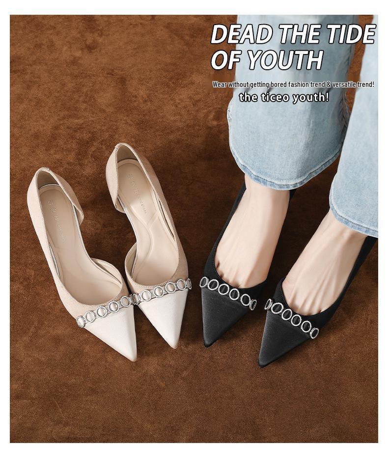 Exquisite Satin Stiletto Mules: Women's Pointed Toe, Side Cutout, Spring-Summer 2025 Collection