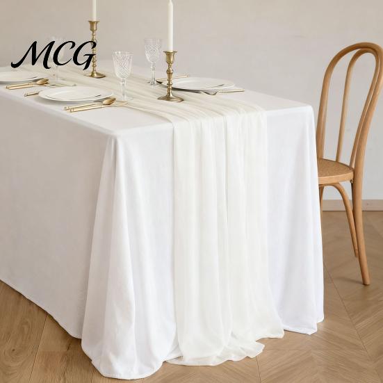 Table Protector Runner Sheer Flowing Runner, Chiffon Wedding Elegant Solid Color Scratch Resistant for Dining Home Bridal Shower Party Decor